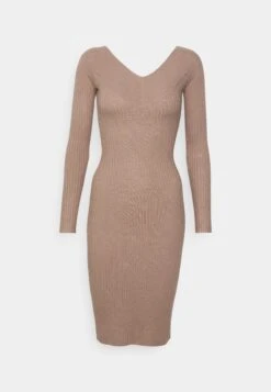 V Ausschnitt Ripp Mini Bodycon Strickkleid - Etui-Jurk - Taupe -Stijl Verkoop 4ec6d48153924340a252d4cdd83a3396