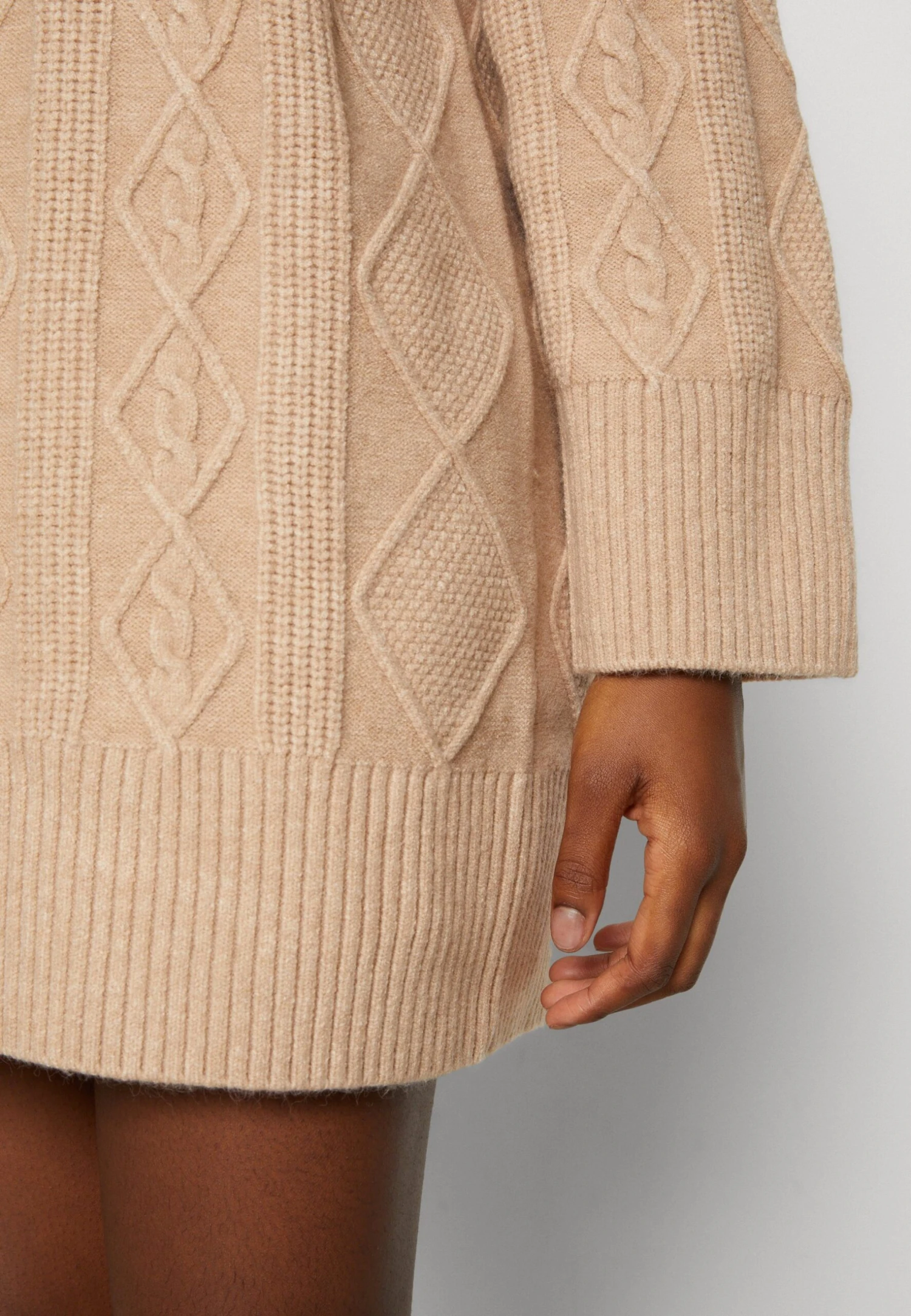 Even&Odd Perkin Ausschnitt Mini Strickkleid - Gebreide Jurk - Tan 3 Even&Odd Perkin Ausschnitt Mini Strickkleid - Gebreide Jurk - Tan - Afbeelding 3